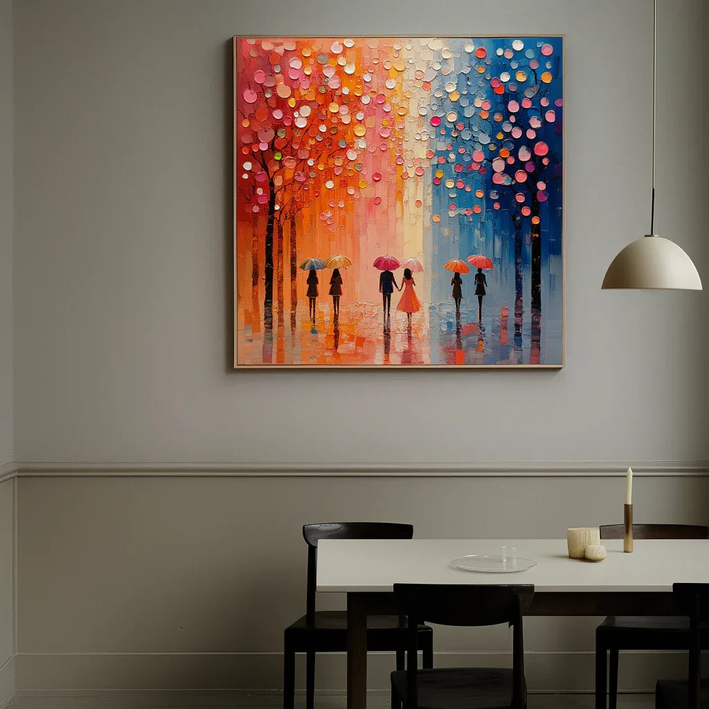 Rain Hues Echo-Hand Drawn Gradient Color Forest Abstract Wall Art