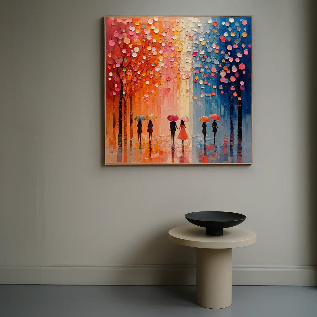 Rain Hues Echo-Hand Drawn Gradient Color Forest Abstract Wall Art
