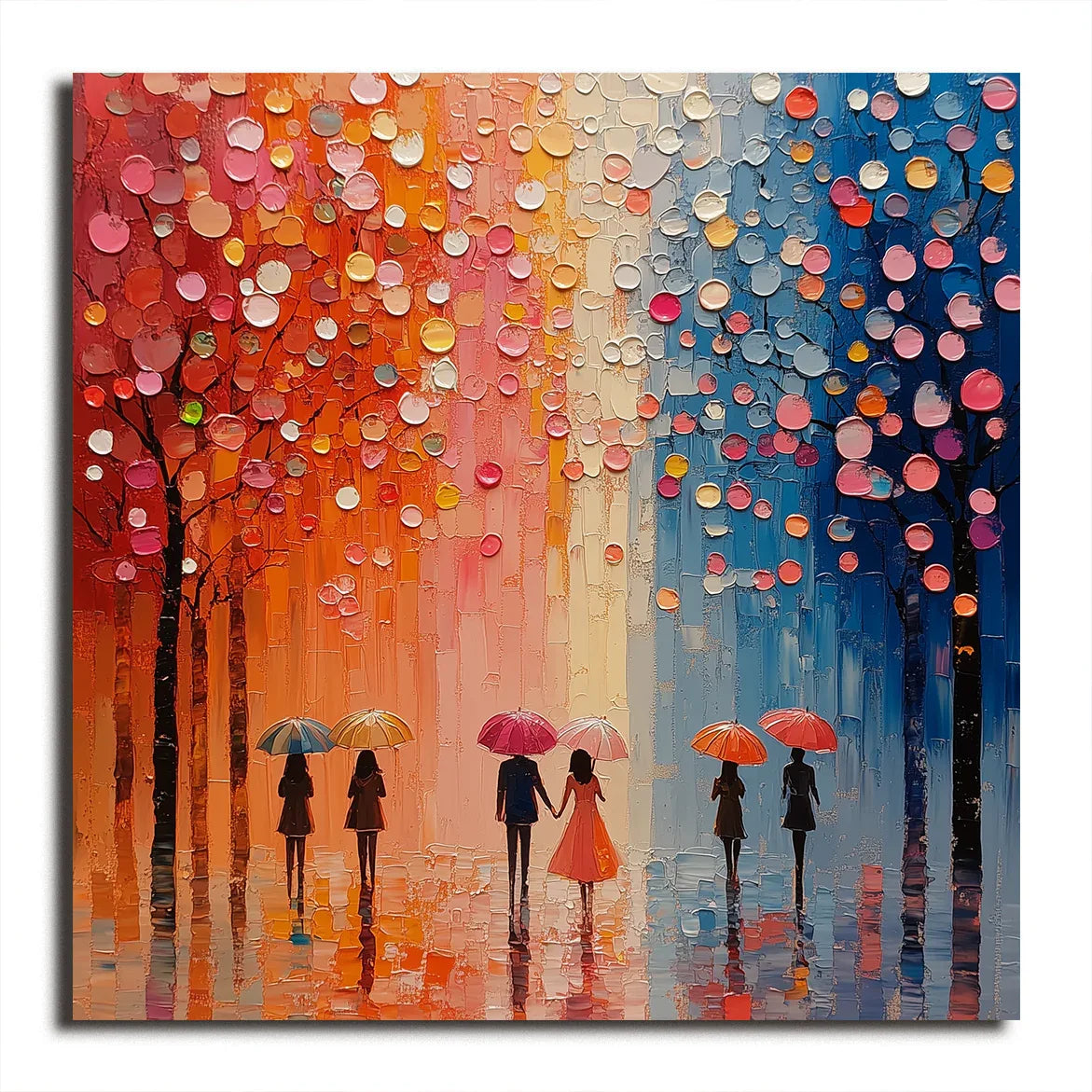 Rain Hues Echo-Hand Drawn Gradient Color Forest Abstract Wall Art