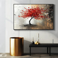 Crimson Bloom - Interior Decoration Hand drawn 3D Red Tree Textured Wall Art#fl10069