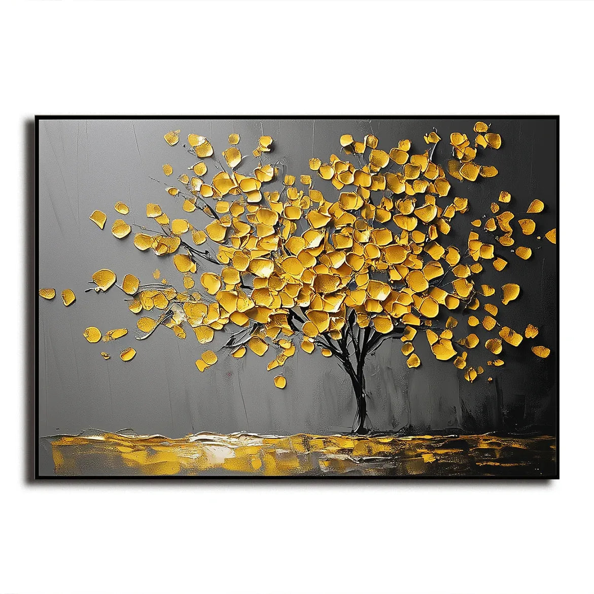Golden Silence- Golden Tree of Life Abstract Wall Oil Painting#FL10071
