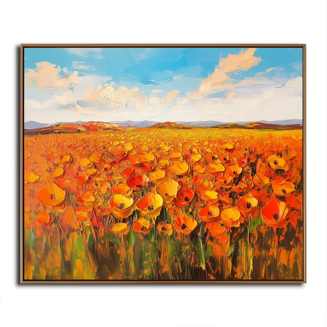Golden Horizon - Hand-Painted Landscape Wall Art