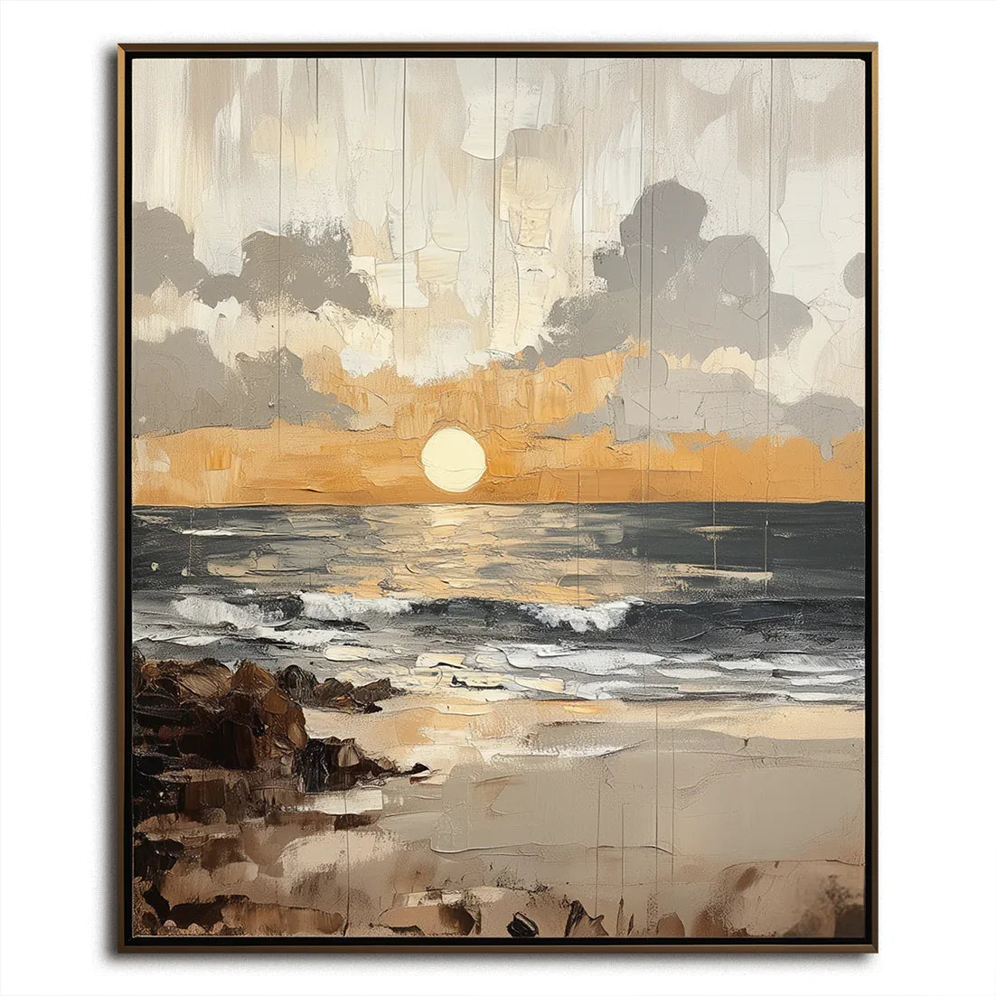 Shoreline Dusk - Hand-Painted Seascape Oil Painting