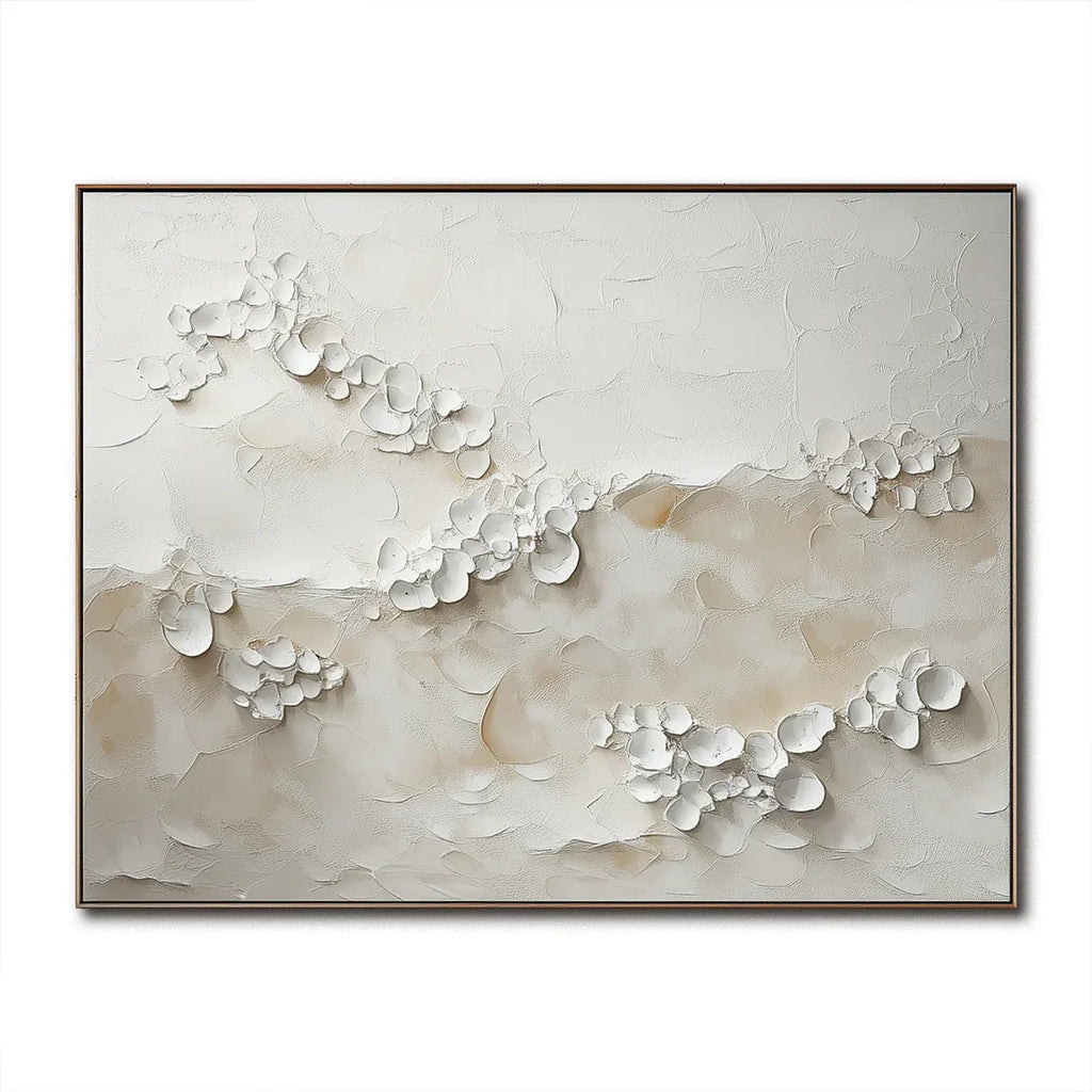 Ethereal Blossoms – Indoor Decoration Neutral 3D Petal Wabi Sabi Style Abstract Wall Art