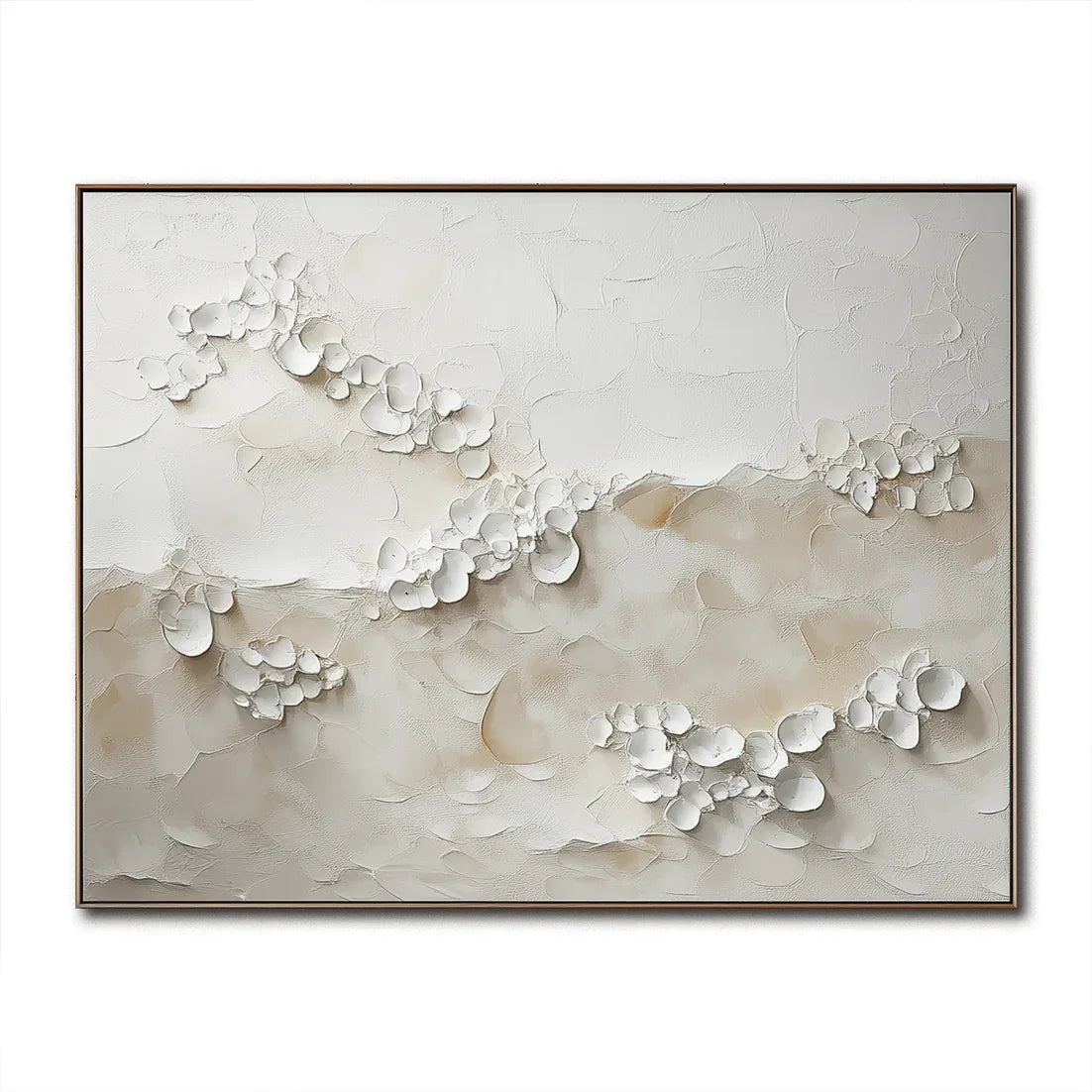 Ethereal Blossoms – Indoor Decoration Neutral 3D Petal Wabi Sabi Style Abstract Wall Art