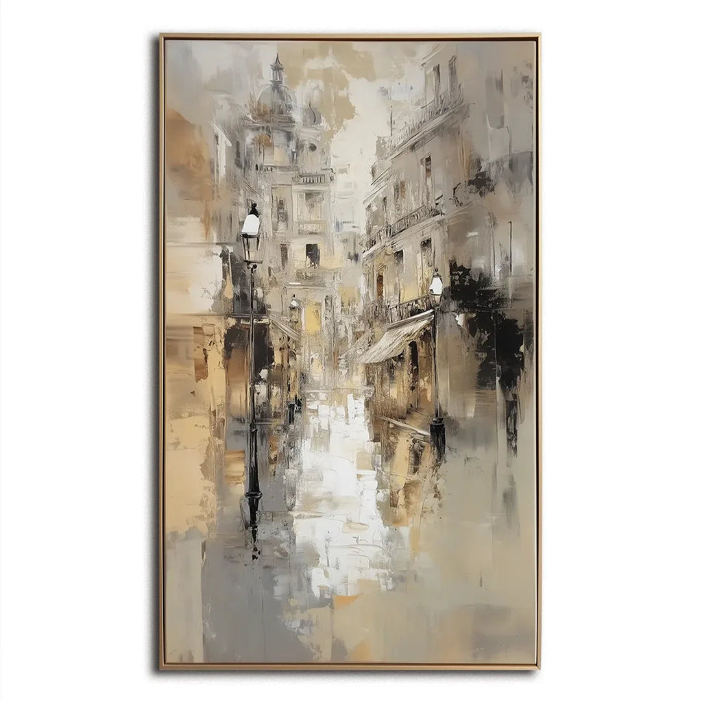 Grayscale City - drawn City Scenery Wabi Sabi Wall Art#AB26103