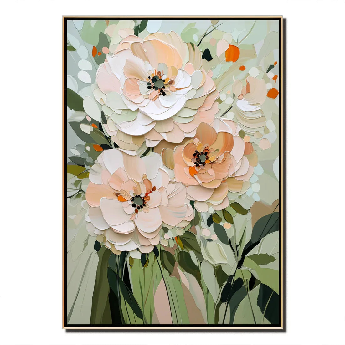 Blooming Essence-Modern Home Decor with Soft-Colored Floral Patterned Wall Art#FL10078