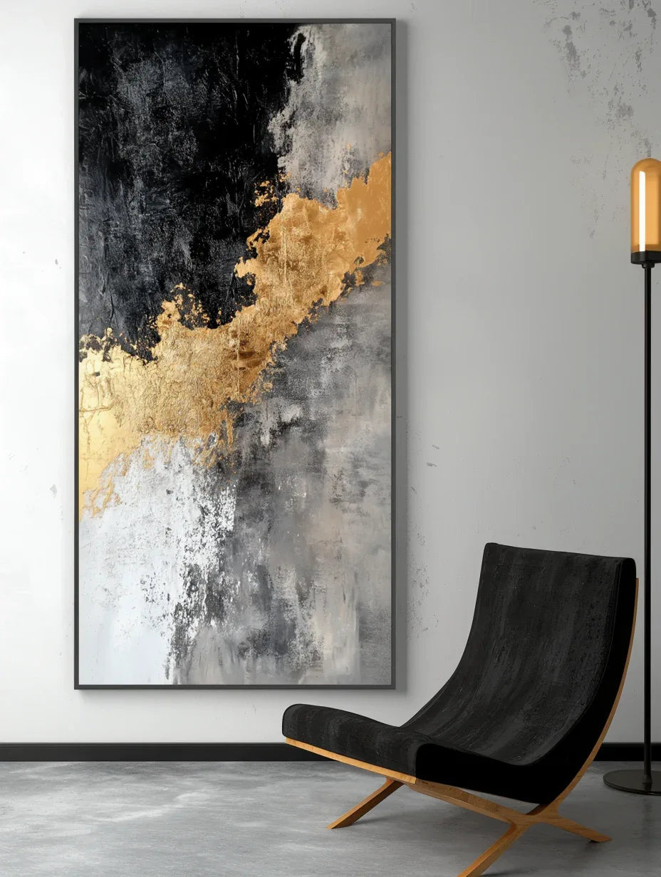 Fractured Light - Vertical Abstract Oil Painting for Living Room Decor