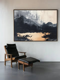Silent Mountain Shadow - Horizontal Wabi Sabi Style 3D Landscape Texture Interior Design Wall Art