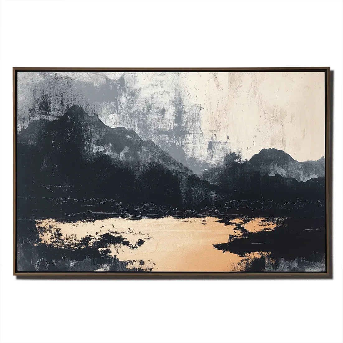 Silent Mountain Shadow - Horizontal Wabi Sabi Style 3D Landscape Texture Interior Design Wall Art