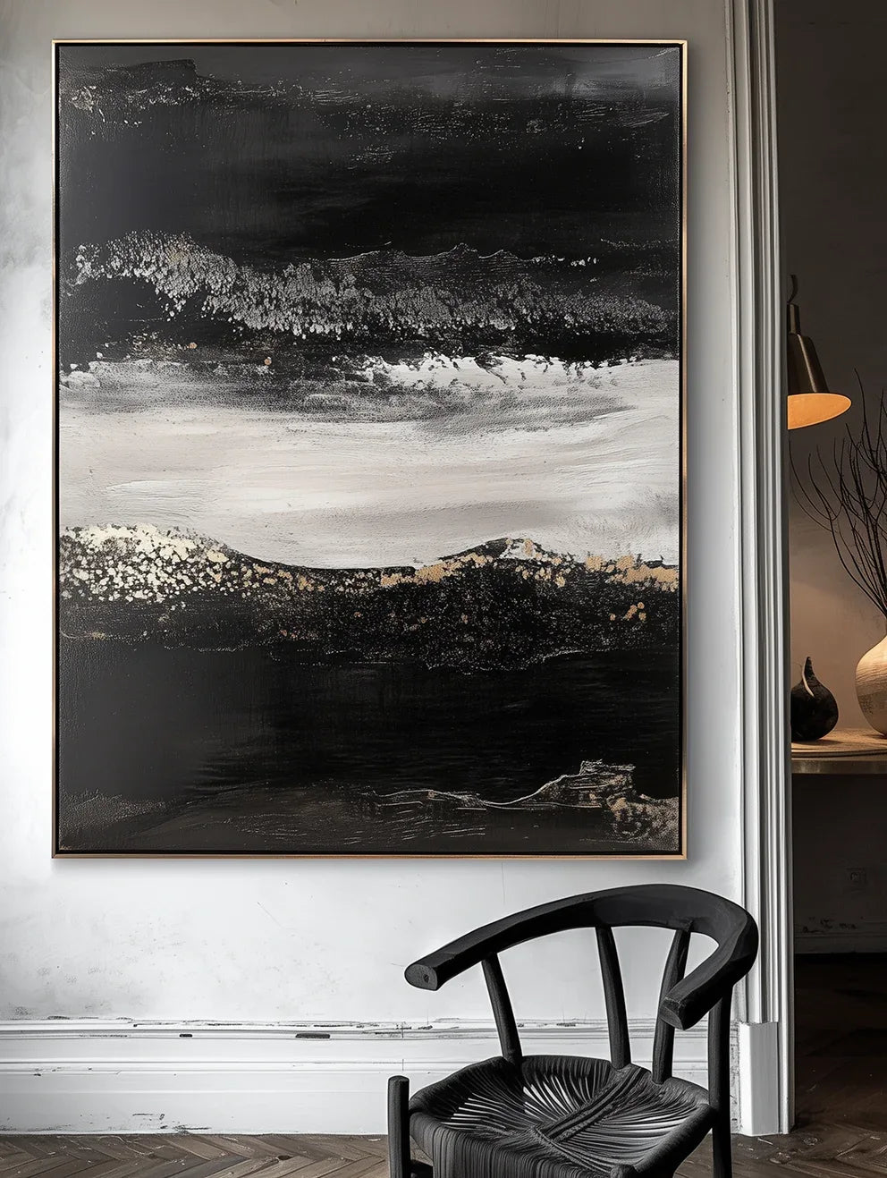 Silent Crest - Abstract Textured Oil Painting for Modern Wall Decor