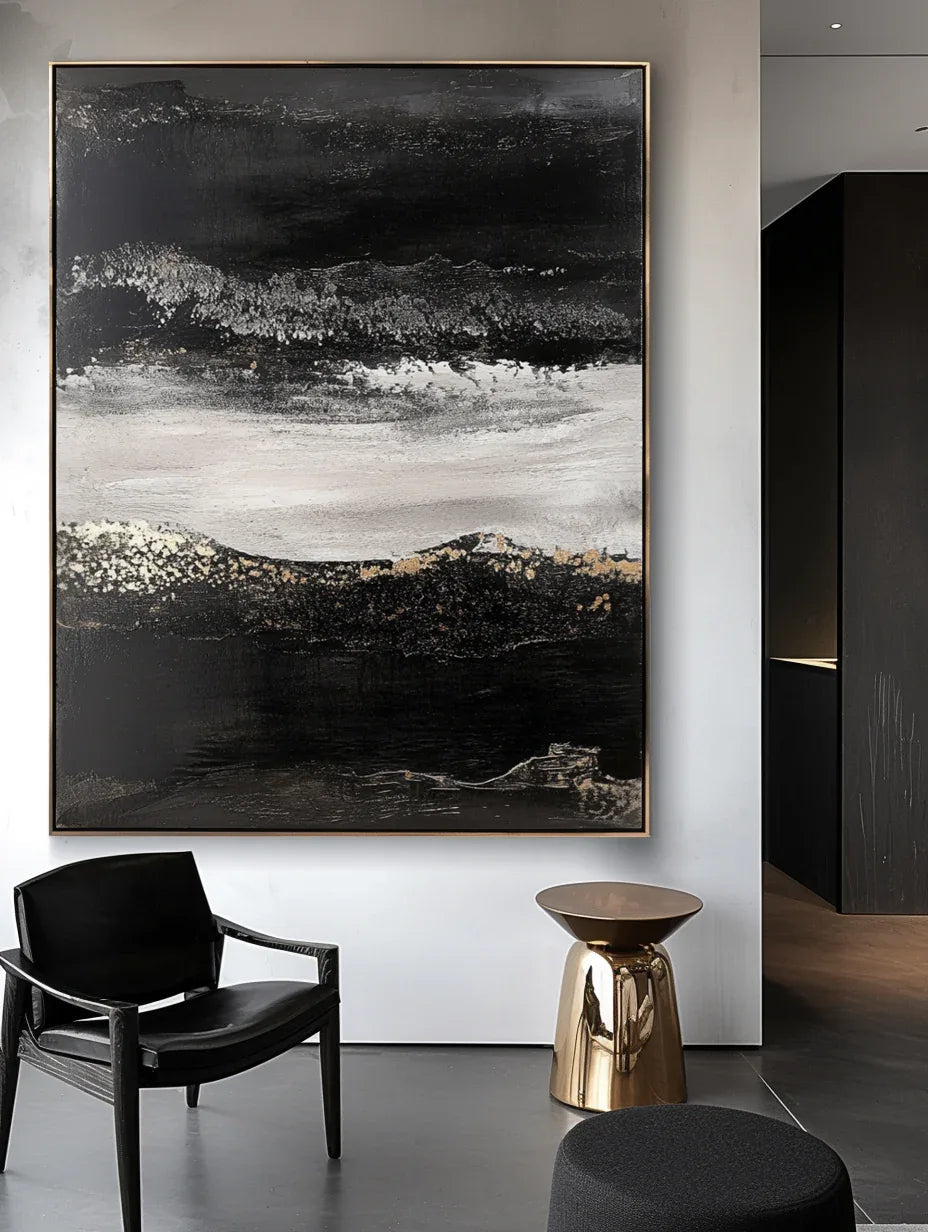 Silent Crest - Abstract Textured Oil Painting for Modern Wall Decor