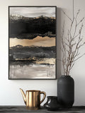 Ebon Drift - Vertical Abstract Textured Landscape Painting