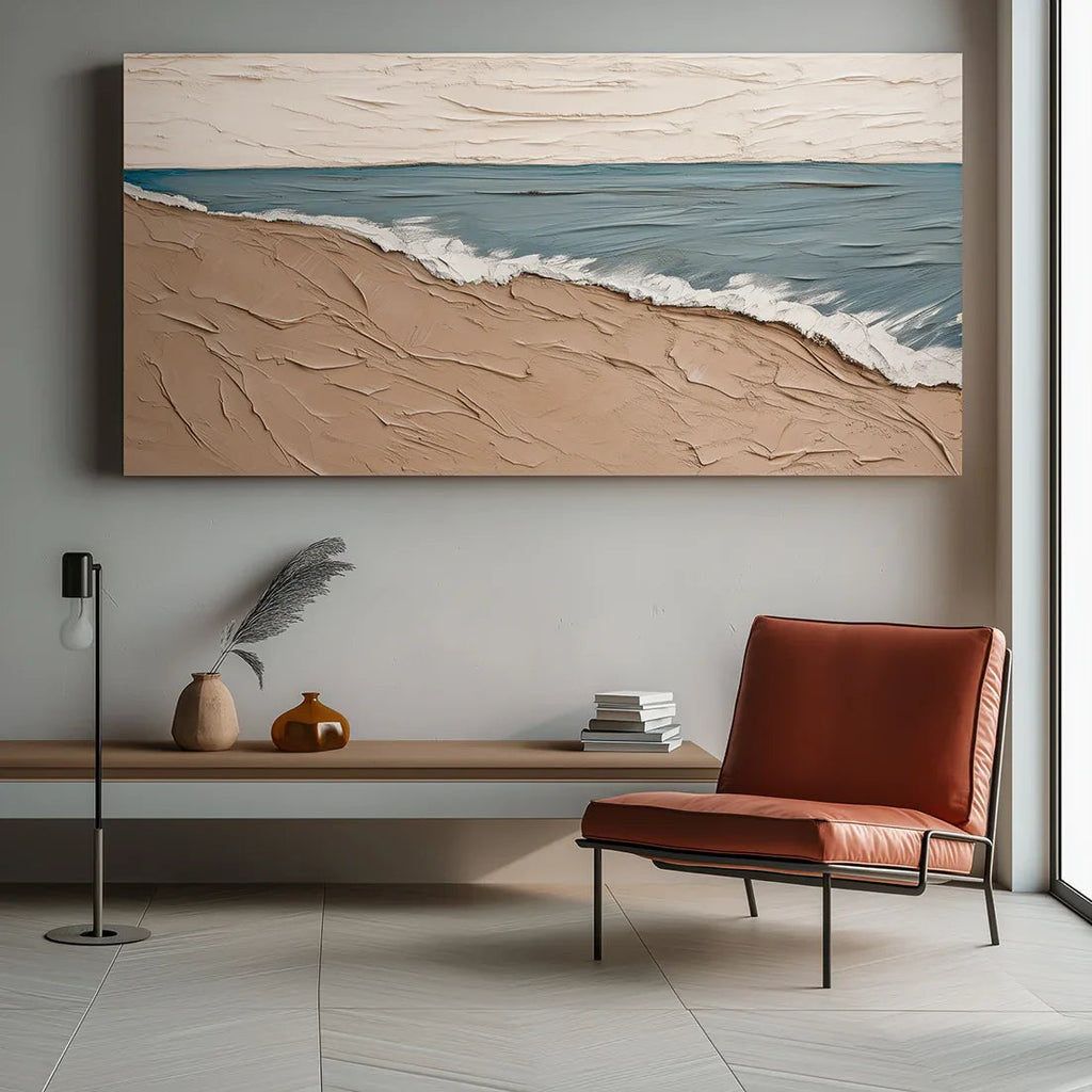 Eternal Shoreline-Horizontal Beach Abstract Thick-Painted Wall Art
