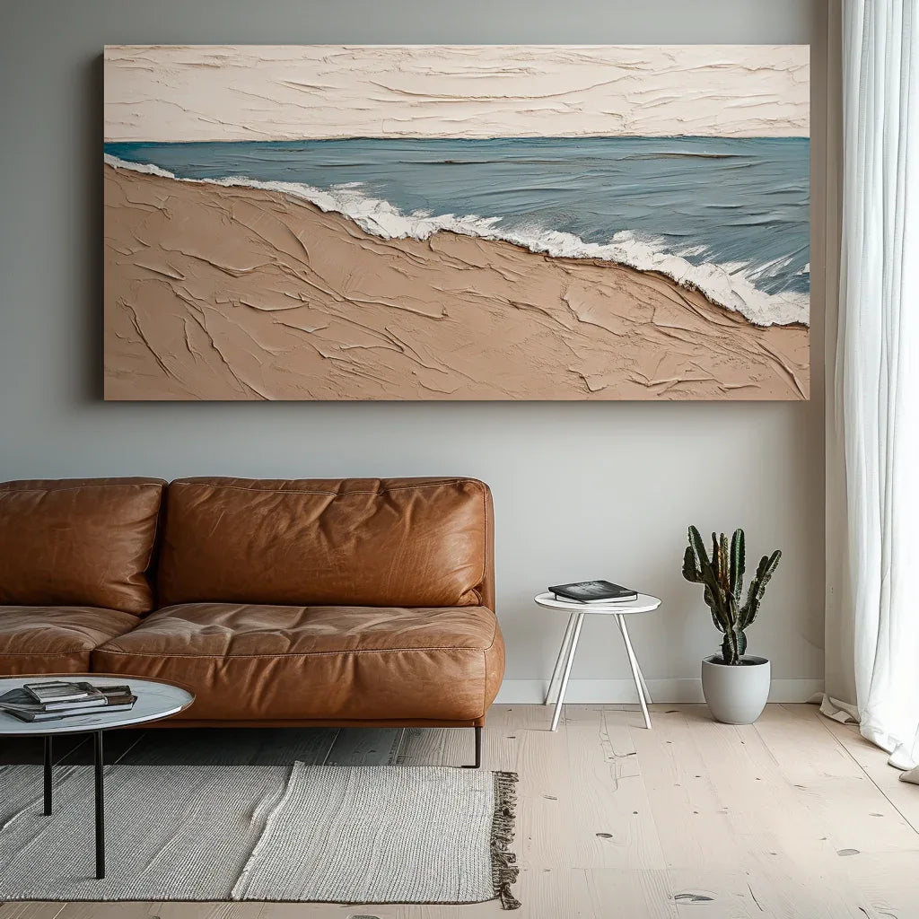 Eternal Shoreline-Horizontal Beach Abstract Thick-Painted Wall Art
