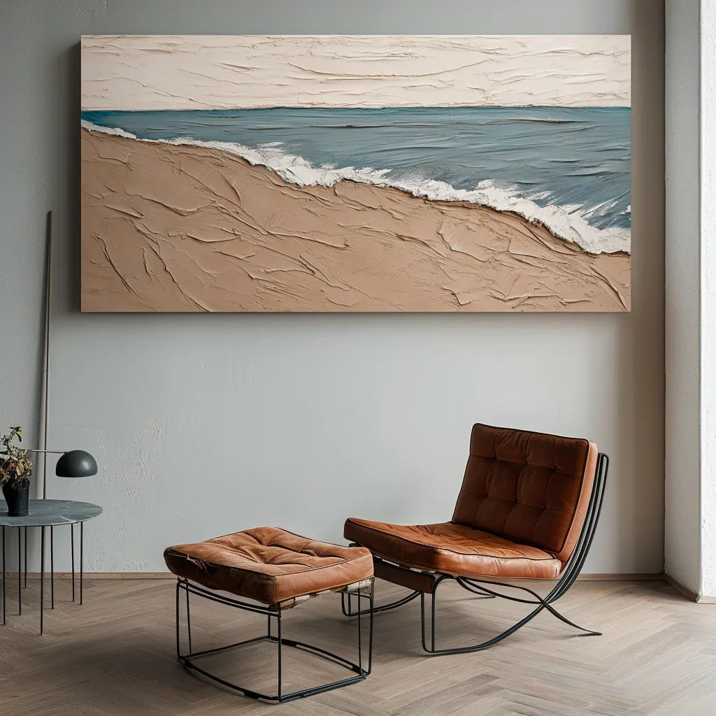 Eternal Shoreline-Horizontal Beach Abstract Thick-Painted Wall Art