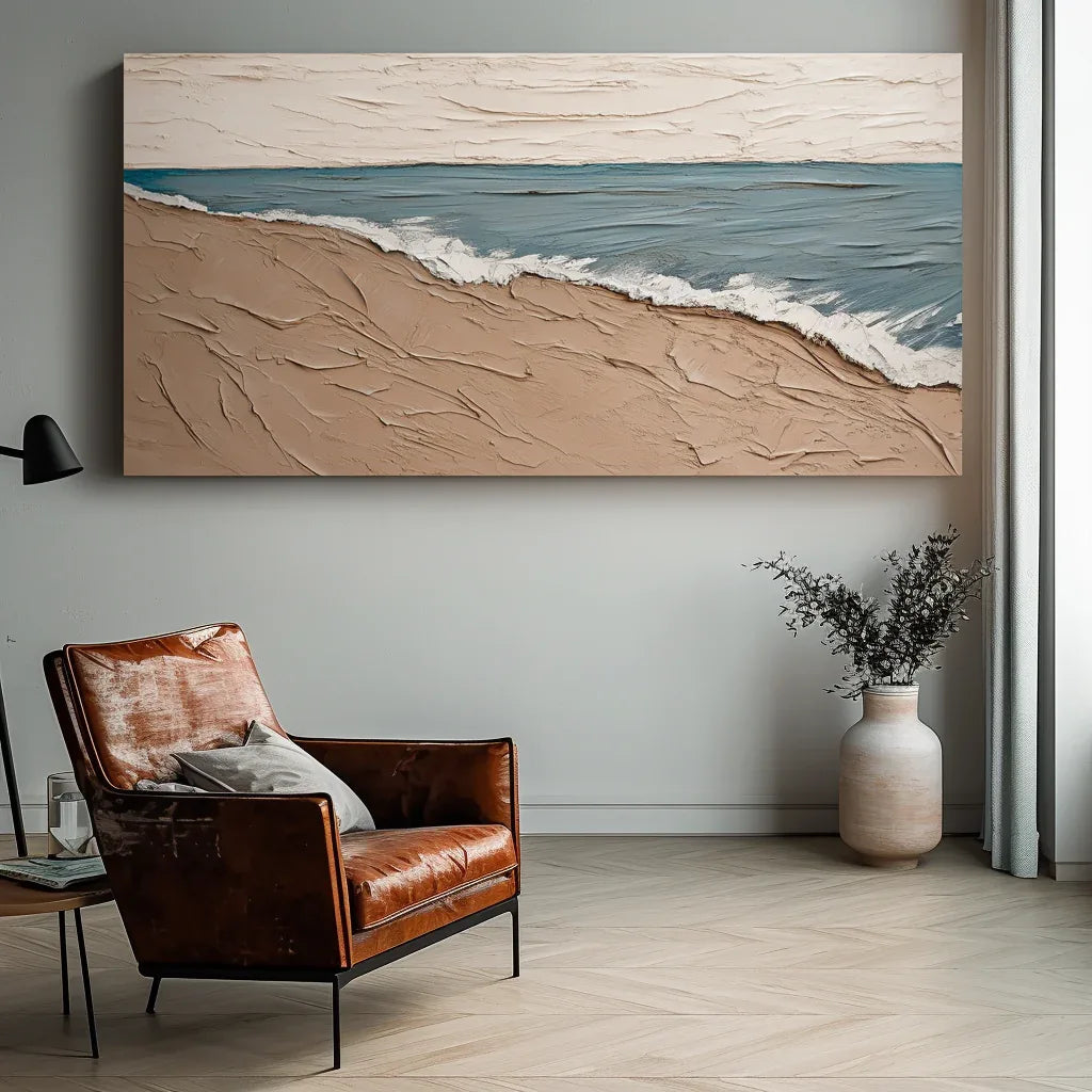 Eternal Shoreline-Horizontal Beach Abstract Thick-Painted Wall Art