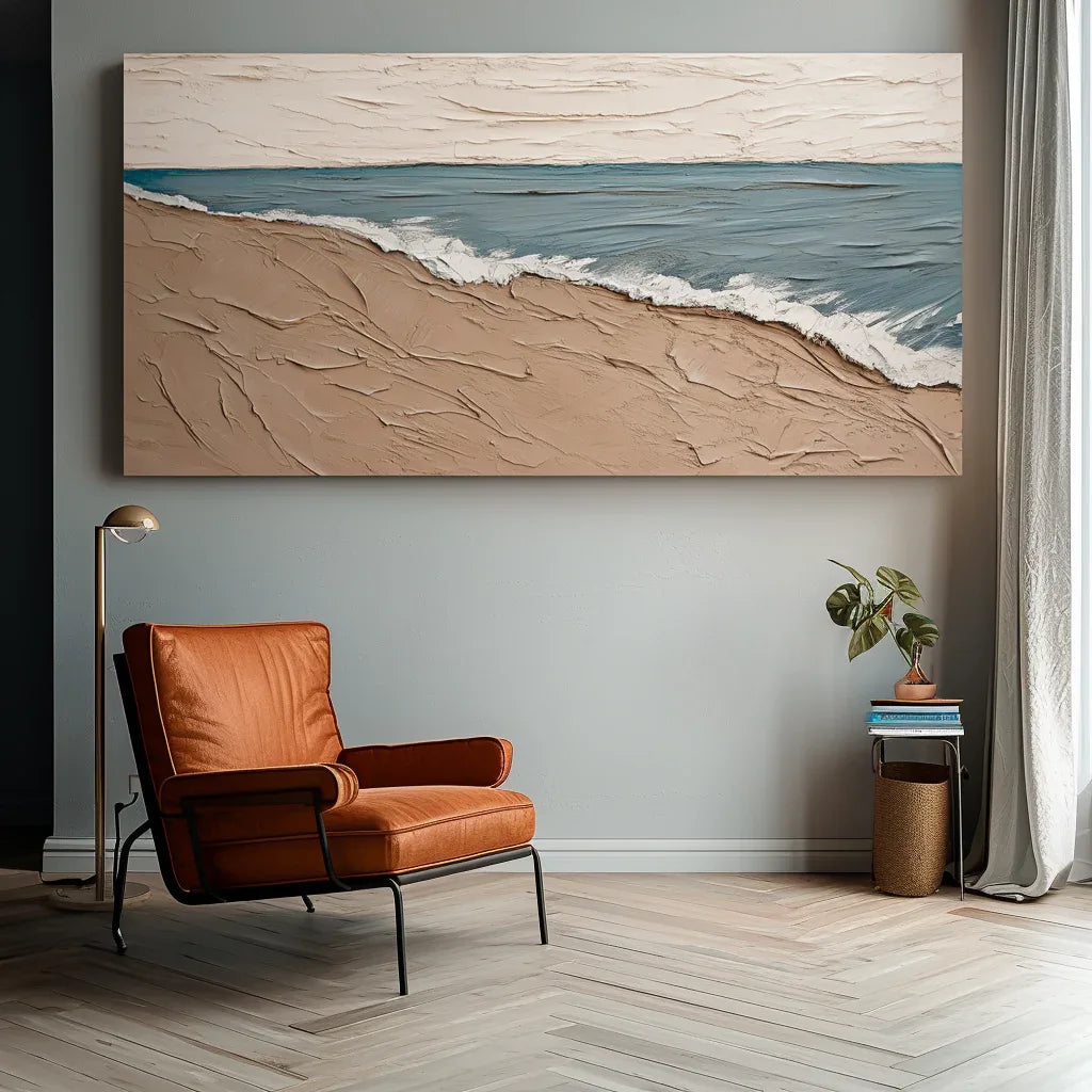 Eternal Shoreline-Horizontal Beach Abstract Thick-Painted Wall Art