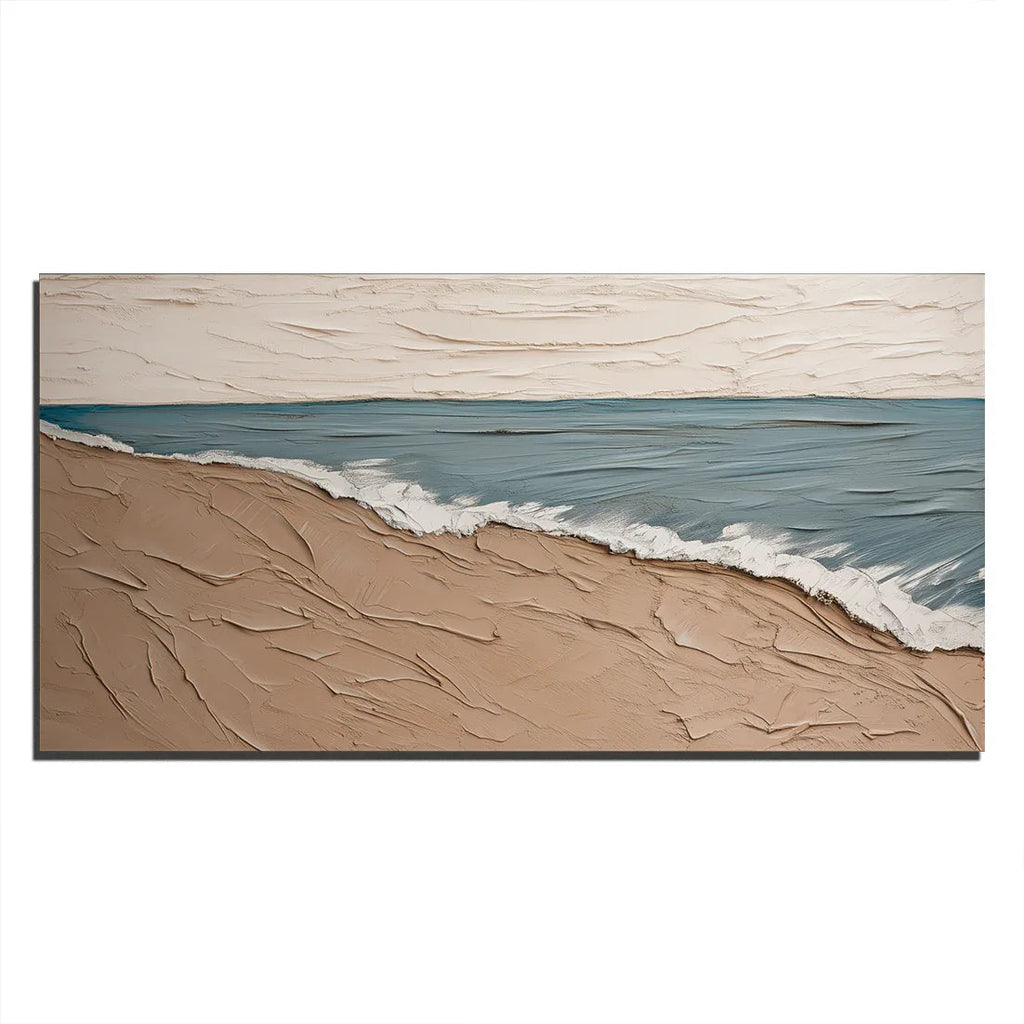 Eternal Shoreline-Horizontal Beach Abstract Thick-Painted Wall Art