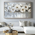 Ethereal Blossoms-Modern Hand-Painted White Rose Textured Wall Art#FL10076