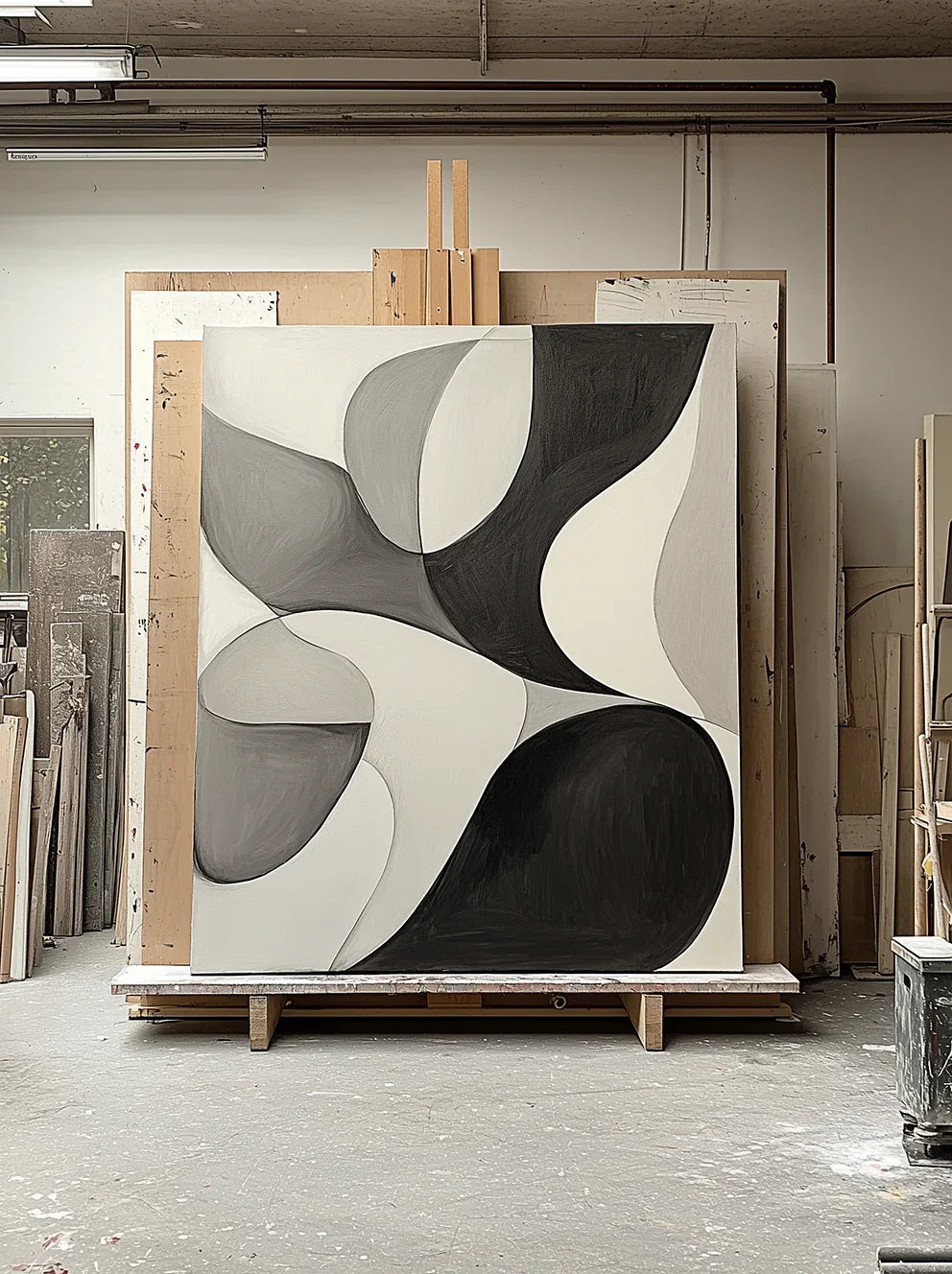 Flow Within – Minimalist Abstract Curved Shapes Canvas Painting