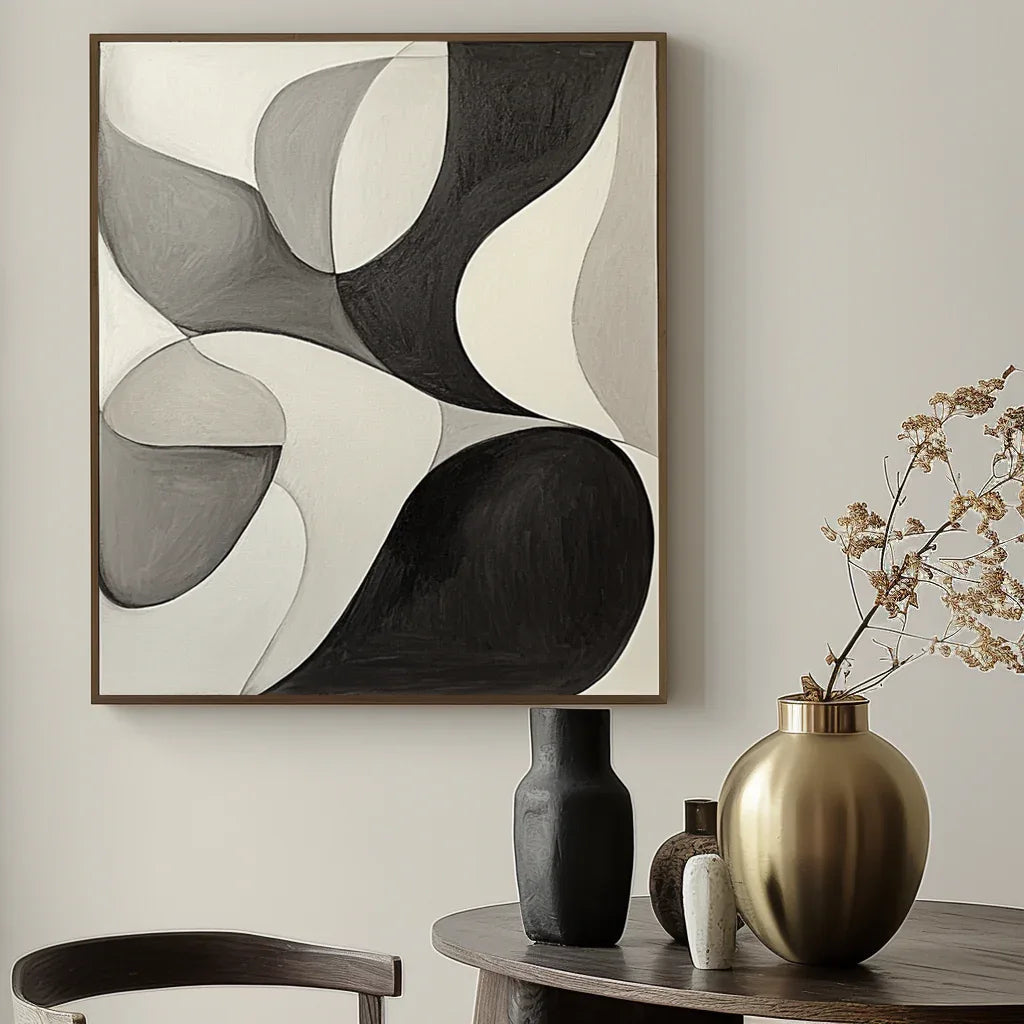 Flow Within – Minimalist Abstract Curved Shapes Canvas Painting