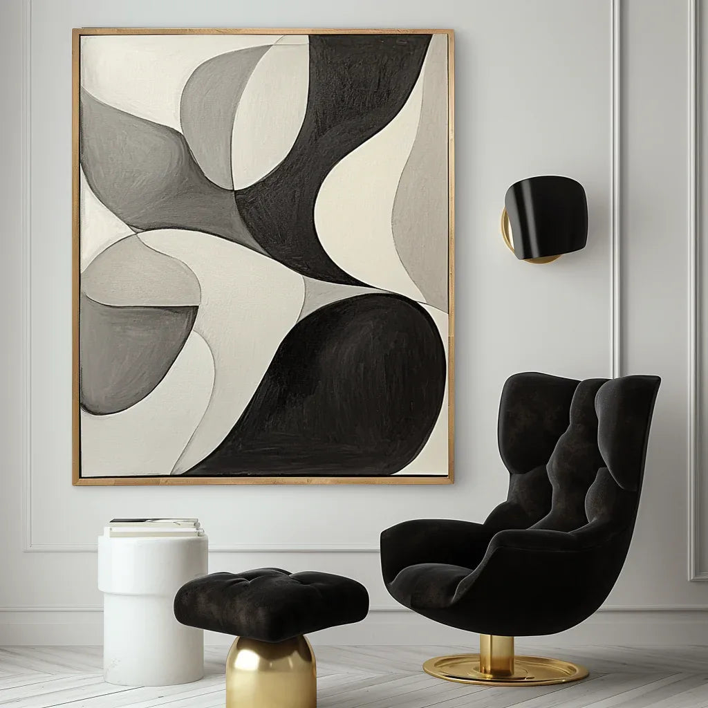 Flow Within – Minimalist Abstract Curved Shapes Canvas Painting