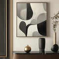 Echoes of Silence - Modern Minimalist Black and White Geometric Wabi Sabi Abstract Wall Art