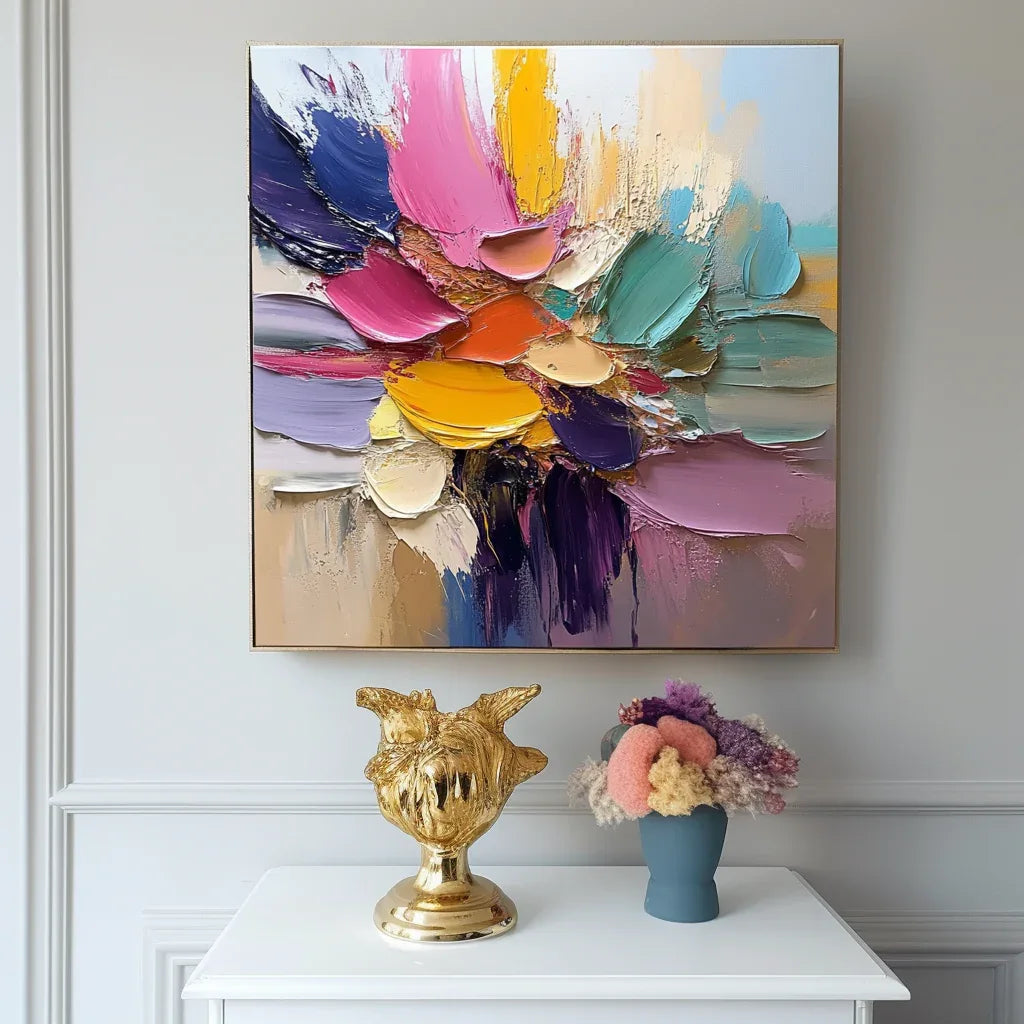 Petal Symphony - Abstract Flower Impasto Canvas Art Painting