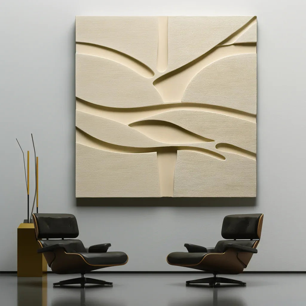 Echoes in Silence-3D minimalist relief style abstract wall art painting