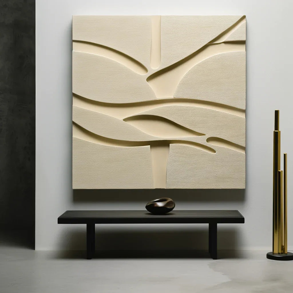 Echoes in Silence-3D minimalist relief style abstract wall art painting