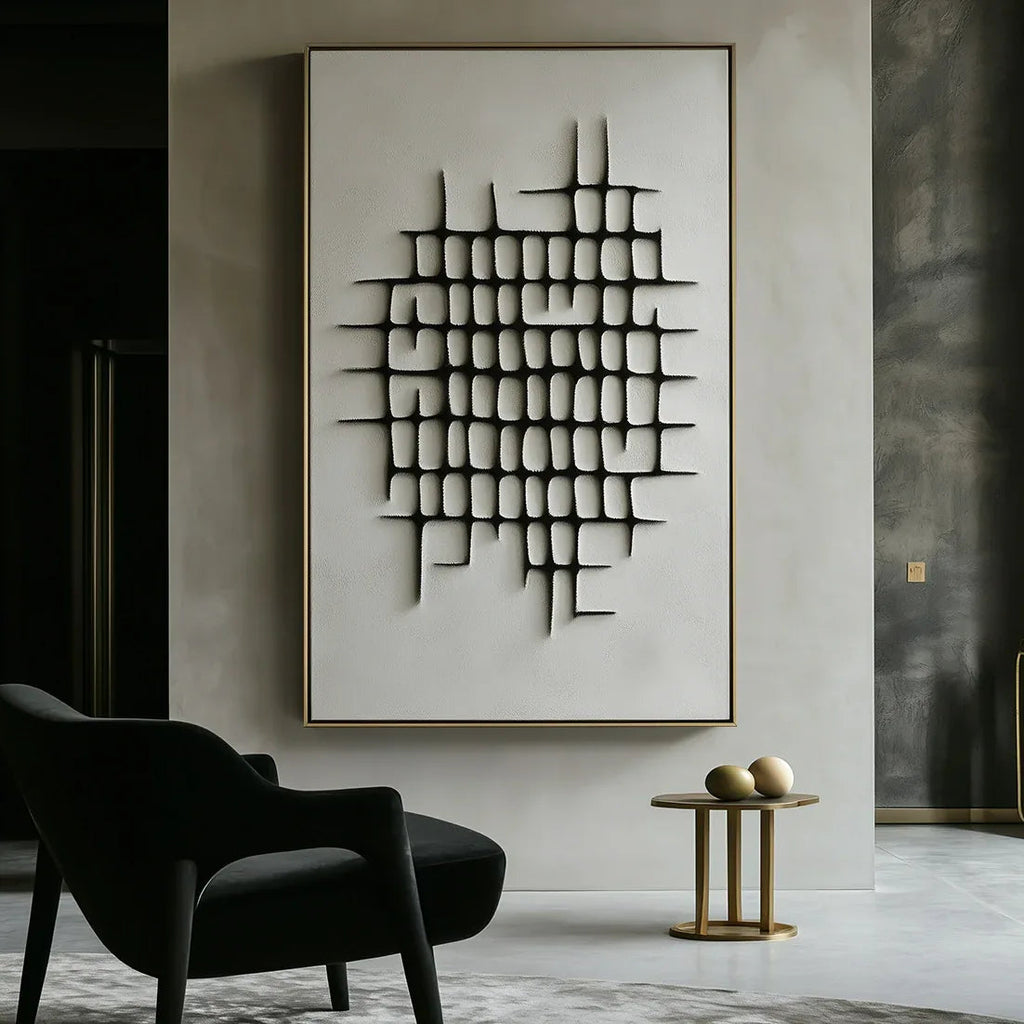 Fractured Grid-Modern Minimalist Geometric Grid Texture Wall Art