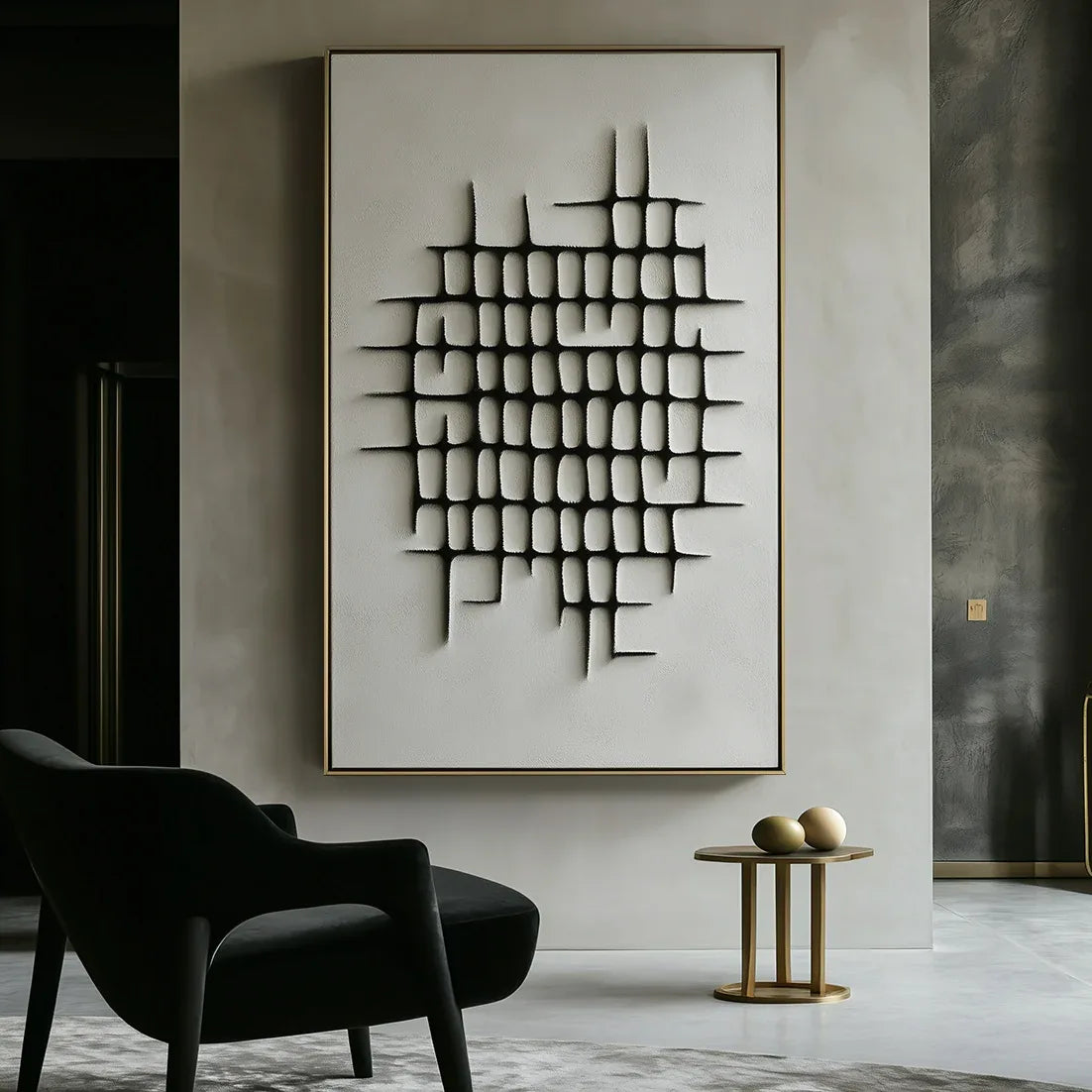 Fractured Grid-Modern Minimalist Geometric Grid Texture Wall Art