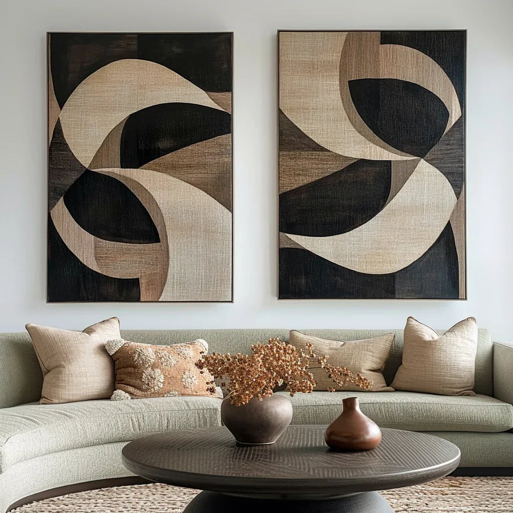 Harmony in Motion-Geometric Abstract Wooden Double Layered Decorative Wall Art (Set of 2)
