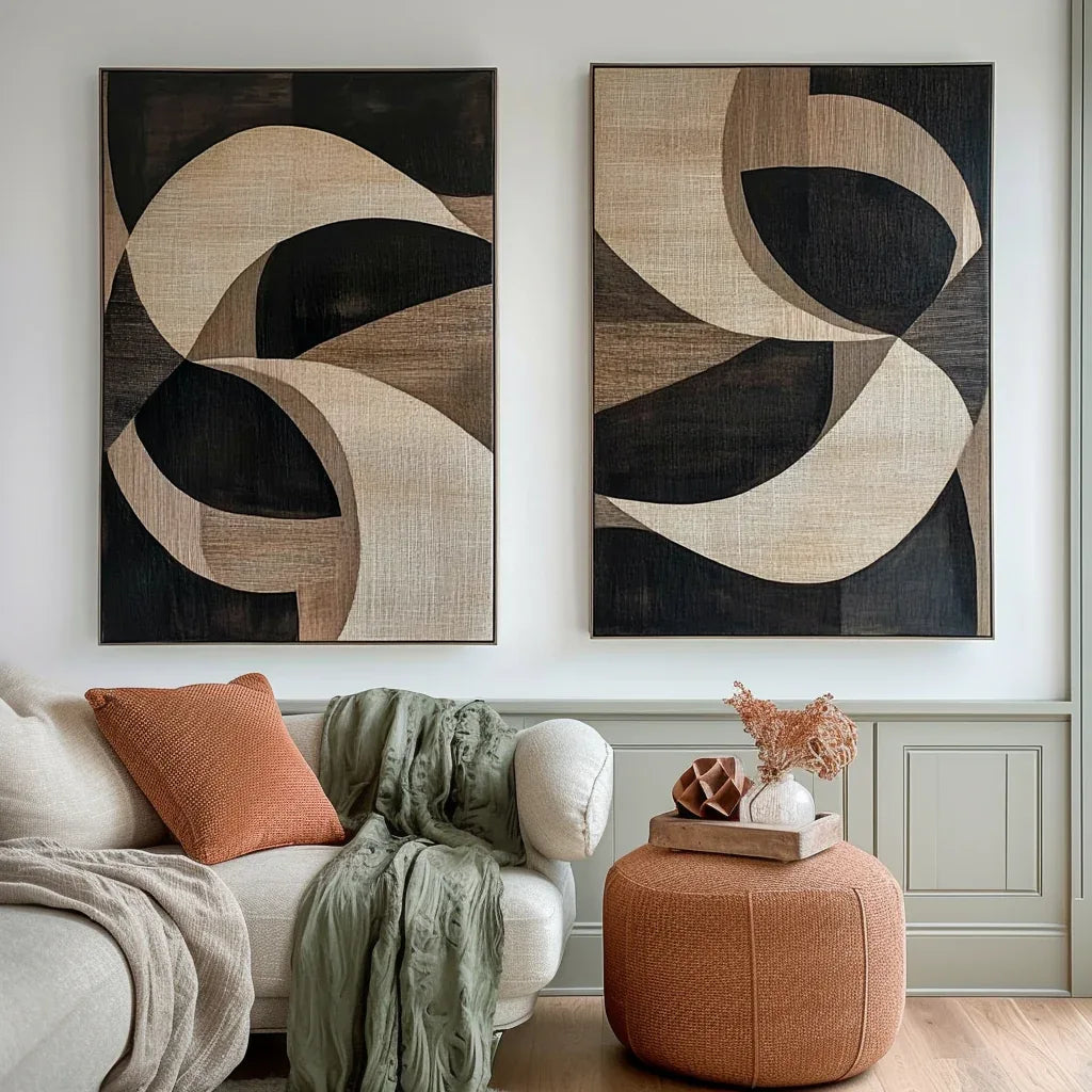 Harmony in Motion-Geometric Abstract Wooden Double Layered Decorative Wall Art (Set of 2)