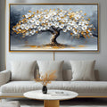 Blossom Symphony-Modern Interior Design Golden White Tree of Life Texture Wall Art