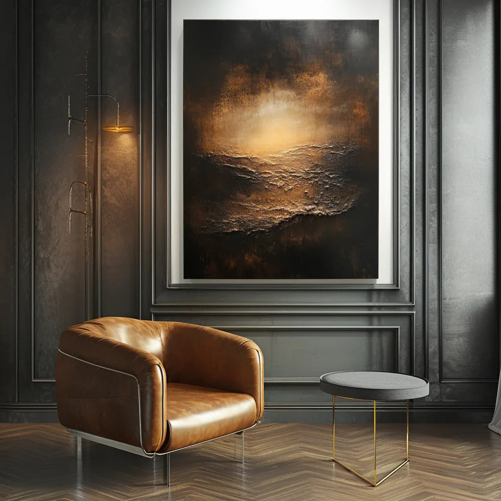 Ember Horizon-Modern Abstract Light and Shadow Texture Wall Art