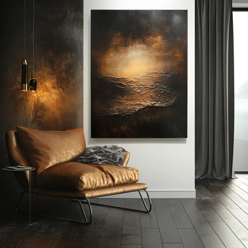 Ember Horizon-Modern Abstract Light and Shadow Texture Wall Art