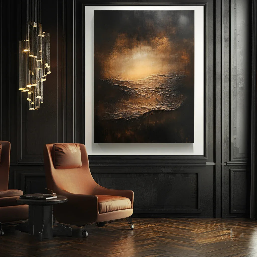 Ember Horizon-Modern Abstract Light and Shadow Texture Wall Art