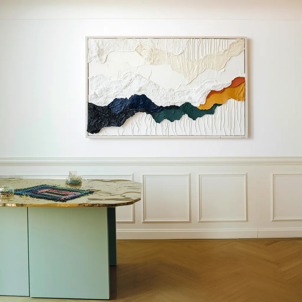 Layered Terrain-Modern Abstract 3D Mountain Texture Wall Art