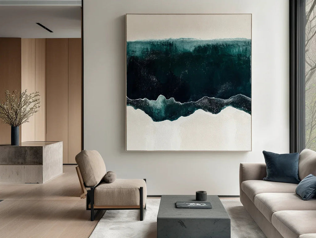 Horizontal Realm - Modern Minimalist Interior Design Abstract Ocean Wall Art