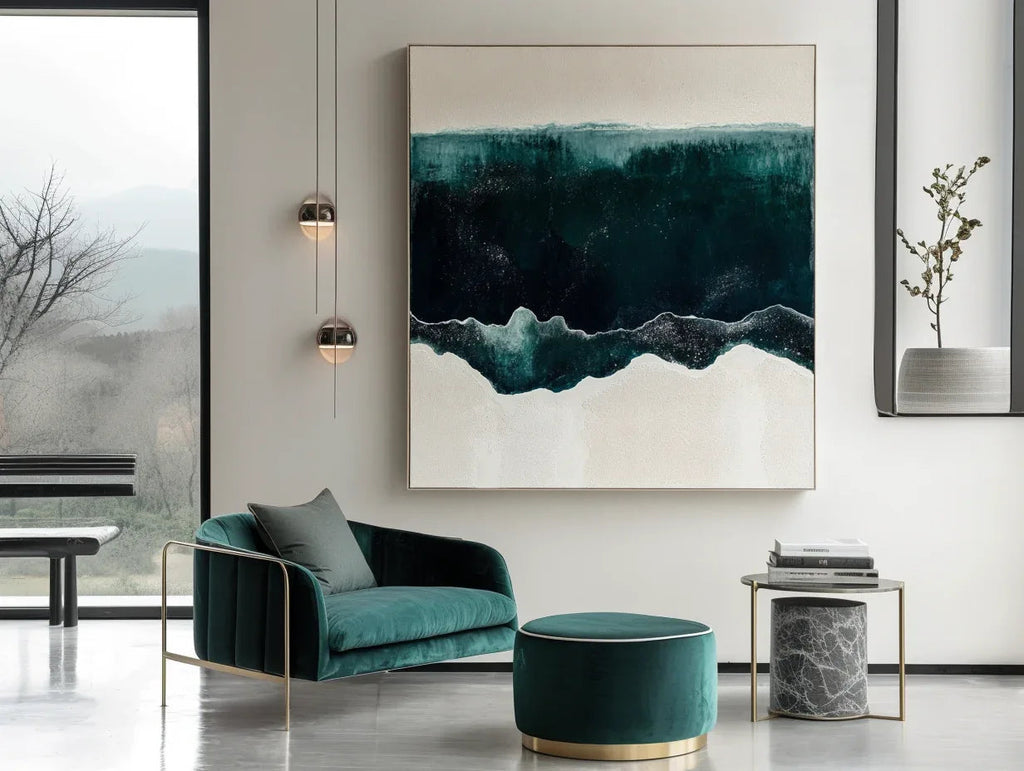 Horizontal Realm - Modern Minimalist Interior Design Abstract Ocean Wall Art