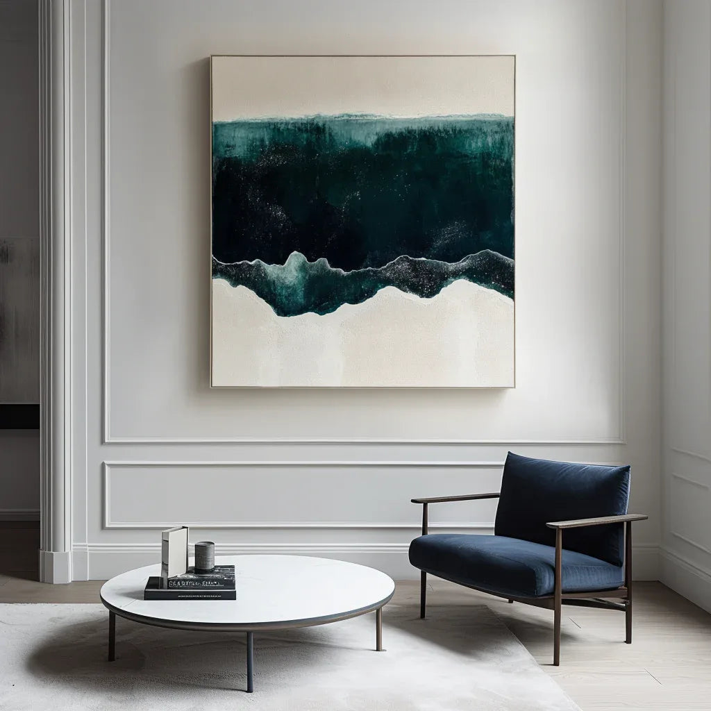 Horizontal Realm - Modern Minimalist Interior Design Abstract Ocean Wall Art