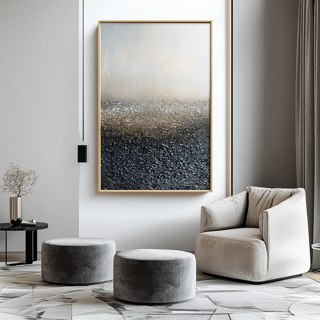 Silent Gravity -Wabi Sabi Style Texture Gradient Abstract Oil Painting Wall Art