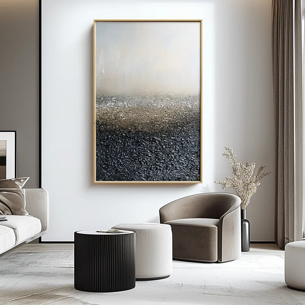 Silent Gravity -Wabi Sabi Style Texture Gradient Abstract Oil Painting Wall Art
