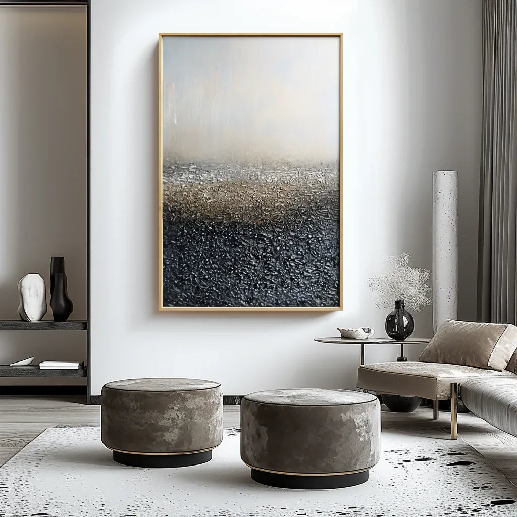 Silent Gravity -Wabi Sabi Style Texture Gradient Abstract Oil Painting Wall Art