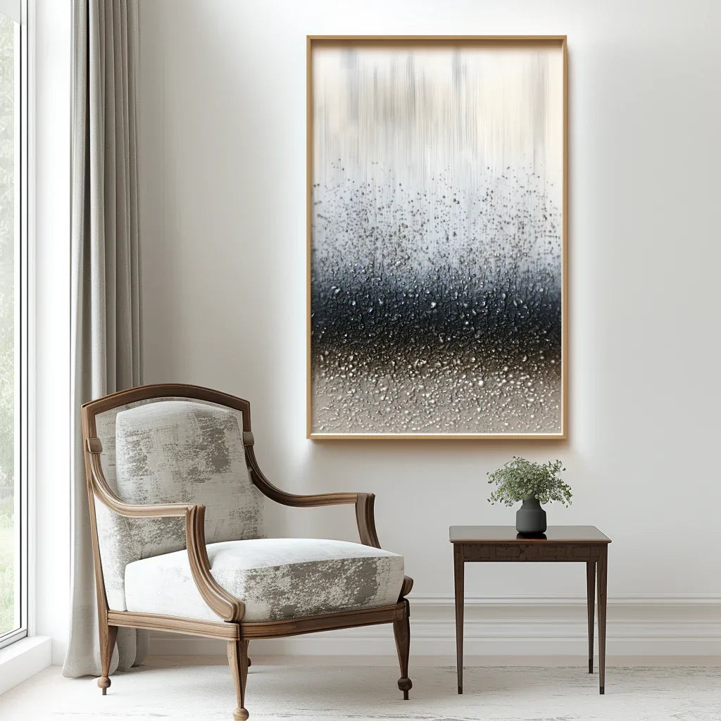 Gravity in Silence -Modern Minimalist 3D Vertical Droplet Texture Abstract Wall Art