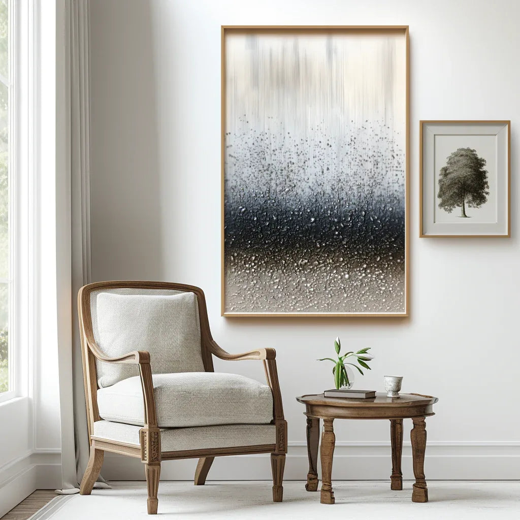 Gravity in Silence -Modern Minimalist 3D Vertical Droplet Texture Abstract Wall Art