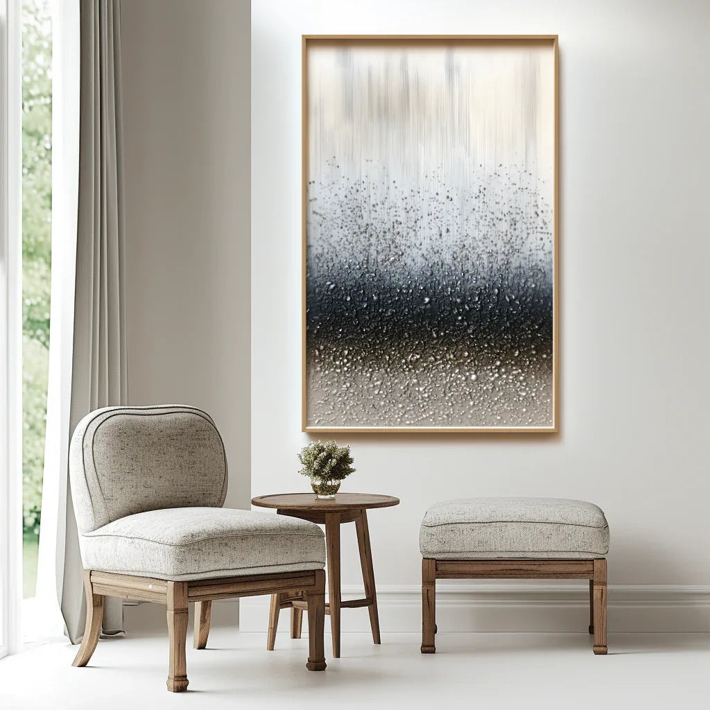 Gravity in Silence -Modern Minimalist 3D Vertical Droplet Texture Abstract Wall Art