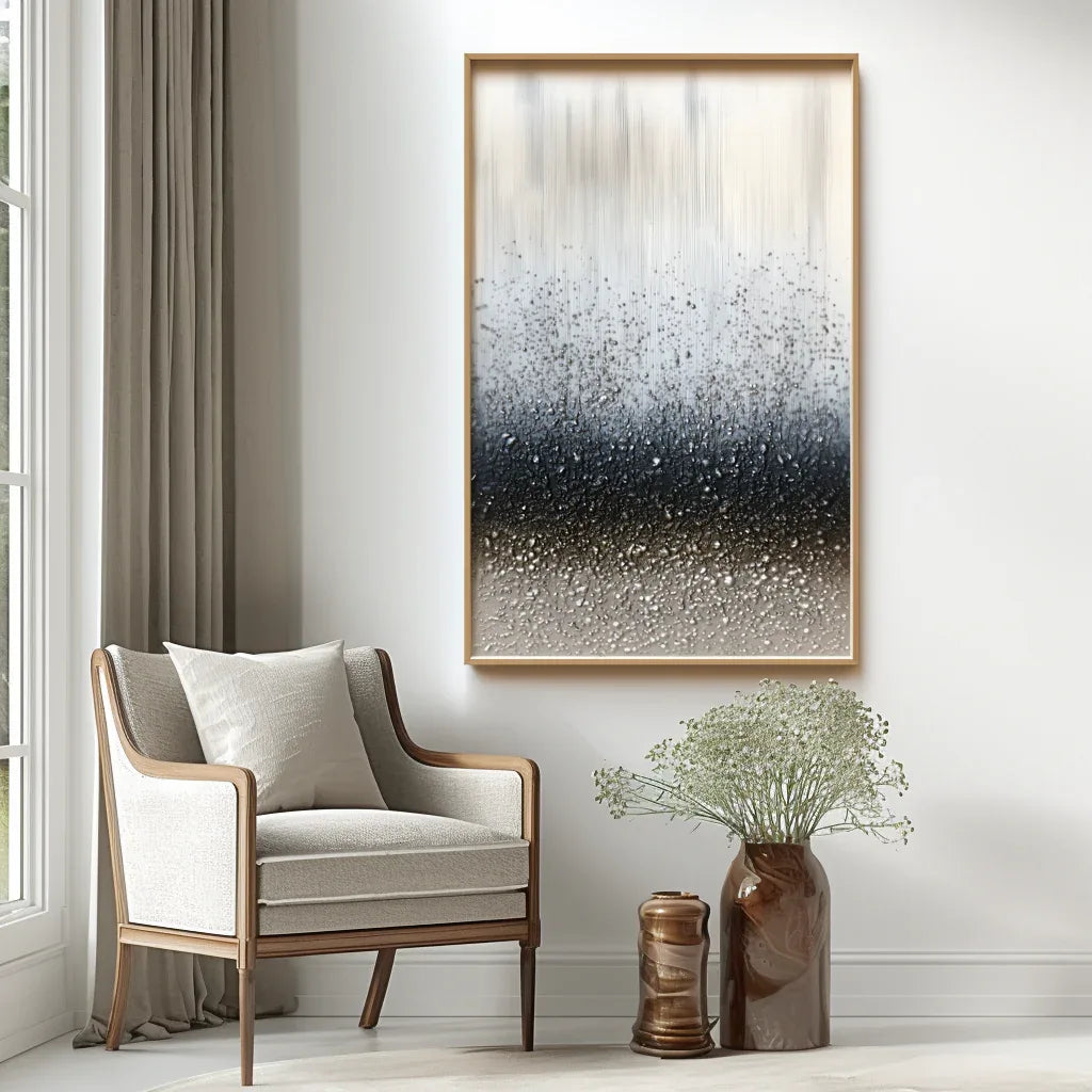 Gravity in Silence -Modern Minimalist 3D Vertical Droplet Texture Abstract Wall Art
